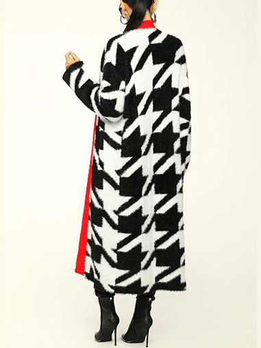 Fur Houndstooth Cardigans