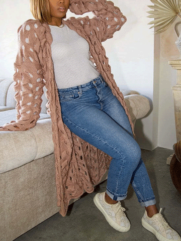 Wool Knitted Hollow Out Cardigans