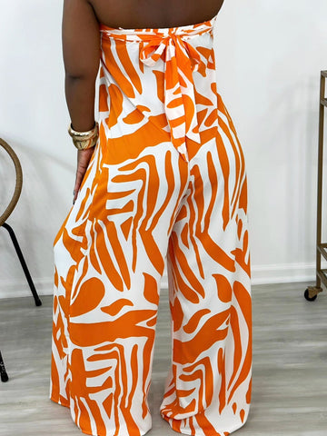 Strapless Printed Wide Jumpsuits