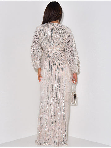 Sequin Puffed Sleeves Party Dresses