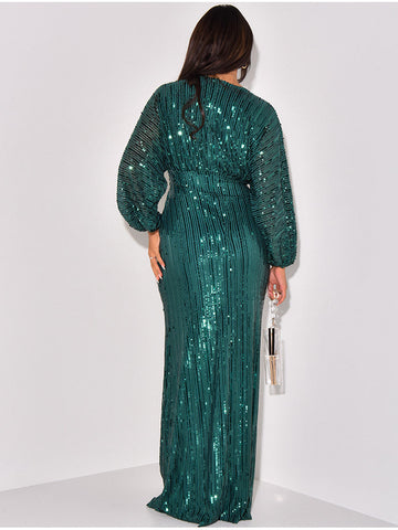 Sequin Puffed Sleeves Party Dresses