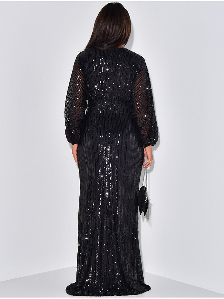 Sequin Puffed Sleeves Party Dresses