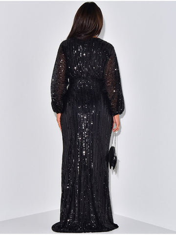 Sequin Puffed Sleeves Party Dresses