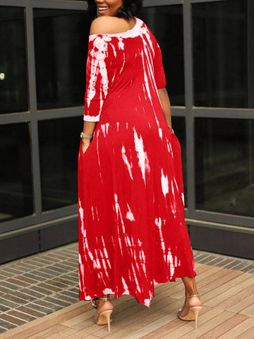 Tie Dye Print Irregular Dresses