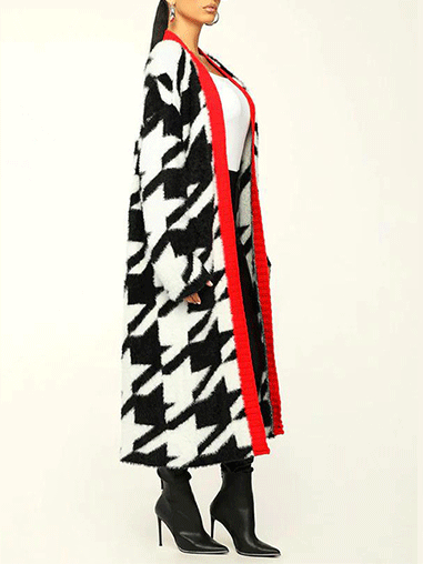 Fur Houndstooth Cardigans