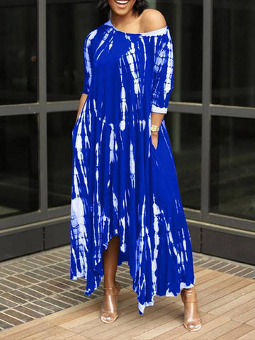 Tie Dye Print Irregular Dresses