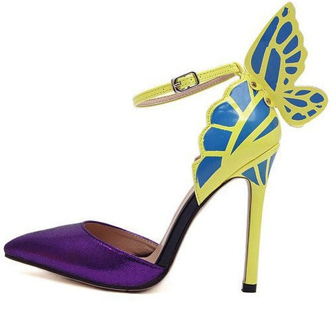 Pointed High Heels Pumps Shoes With Butterfly Wings