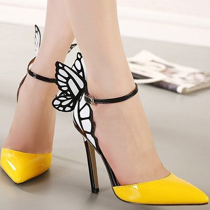 Pointed High Heels Pumps Shoes With Butterfly Wings
