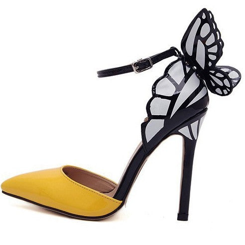 Pointed High Heels Pumps Shoes With Butterfly Wings