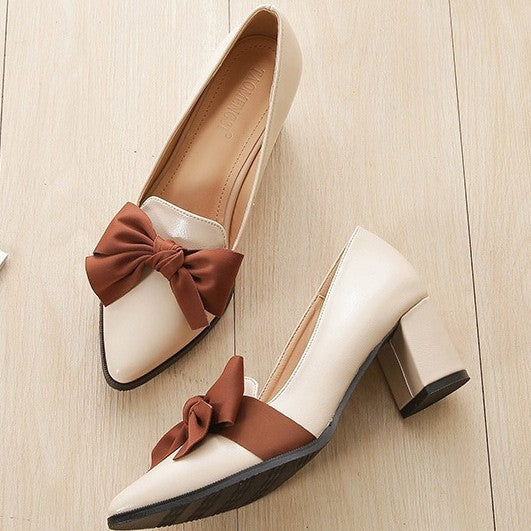 Bowknot Pointed Closed-toe Pumps Dance Shoes