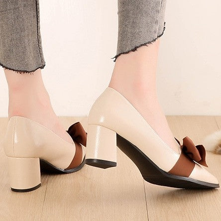 Bowknot Pointed Closed-toe Pumps Dance Shoes