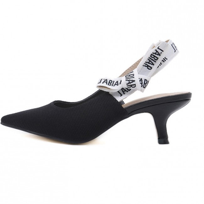 Letter Tape Pointed Toe Sandals
