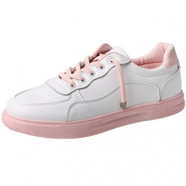 Color Block Flat Heel Lace-up Sneakers