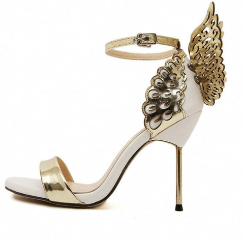 High Stiletto Heel Sandals With Butterfly Wings