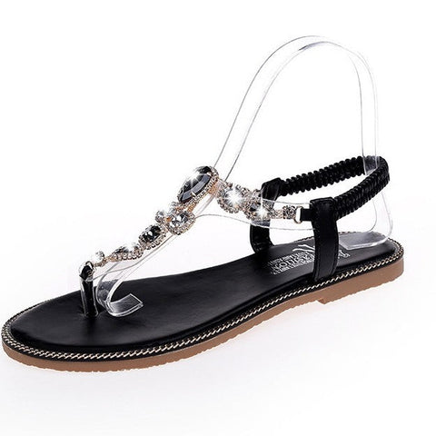 Flip Flops Flats Sandals With Rhinestone