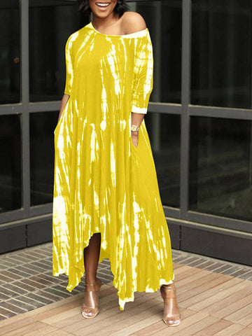 Tie Dye Print Irregular Dresses