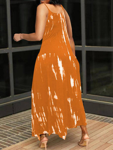 Tie Dye Sleeveless Irregular Dresses