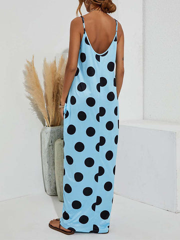 Polka Dot Print Spaghetti Strap Dresses