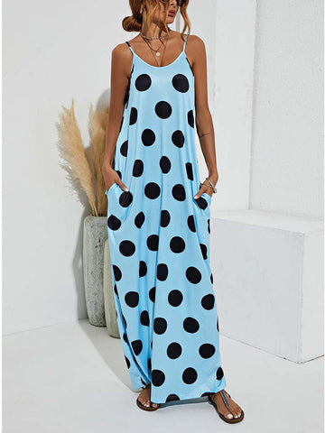 Polka Dot Print Spaghetti Strap Dresses