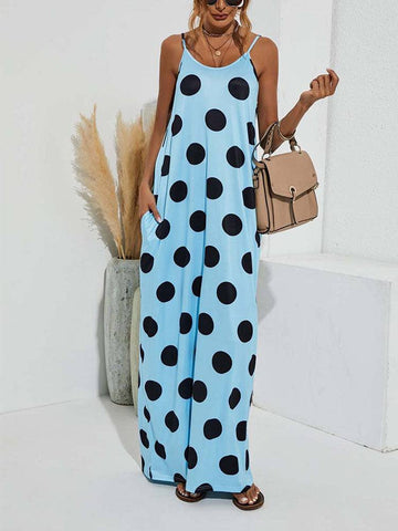 Polka Dot Print Spaghetti Strap Dresses