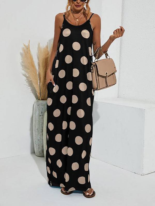 Polka Dot Print Spaghetti Strap Dresses