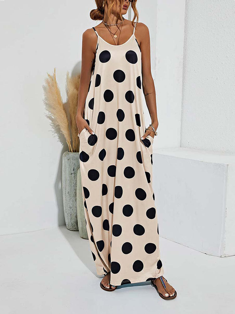 Polka Dot Print Spaghetti Strap Dresses
