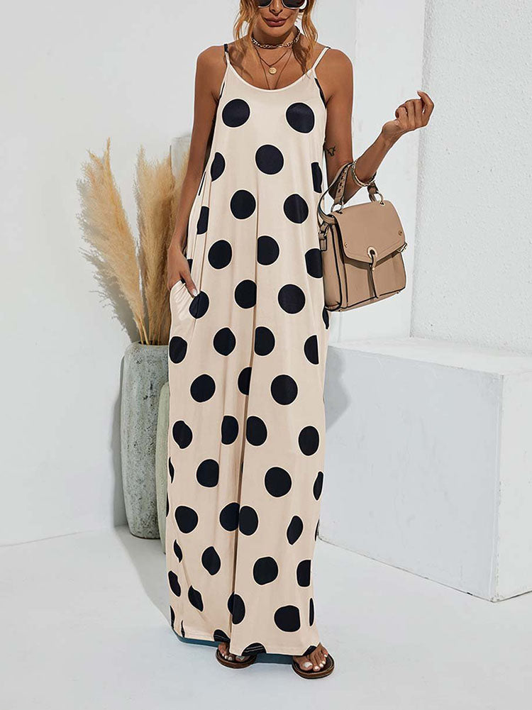 Polka Dot Print Spaghetti Strap Dresses